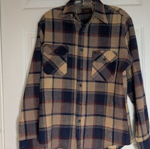 Vintage Wrangler Shirt Flannel Men Large Plaid 70s Wool Blend  Western Button